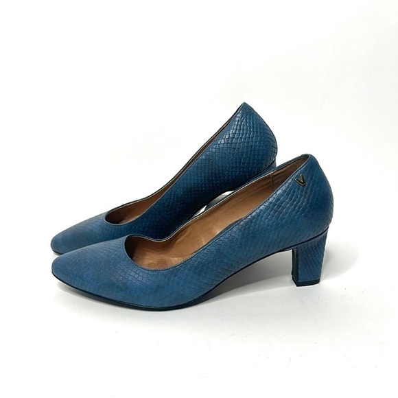 Vionic Shoes - Vionic Madison Mia Block Pump Heels Blue Snake Print Leather - Size USA - 7.5